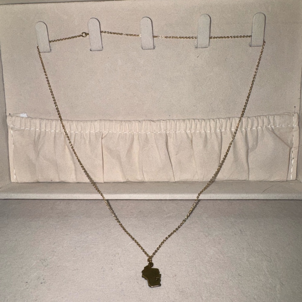 Gold Wisconsin Charm Necklace